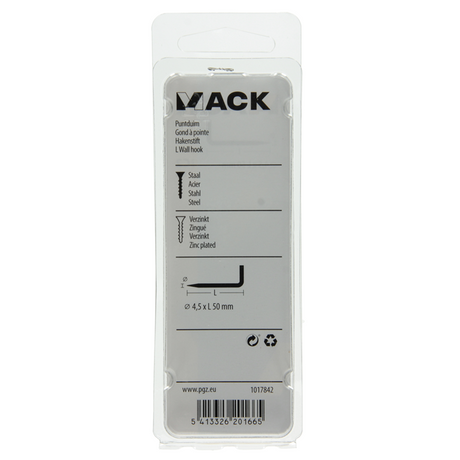 Mack 1017842 - puntduim staal verzinkt 6 st 4,5 x 50 mm | 10 stuks