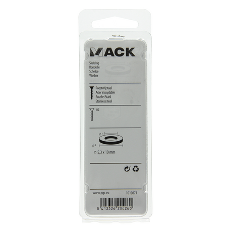 Mack 1019871 - sluitring inox a2 18 st m5 | 10 stuks