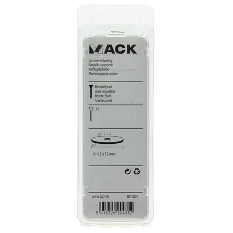 Mack 1019876 - carrosserie sluitring inox a2 12 st 4,3x12 | 10 stuks
