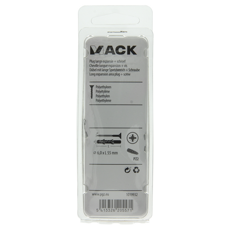 Mack 1019932 - plug lange exp.polyeth. + schr. 4x70 12st 6 x 55 mm | 5 stuks