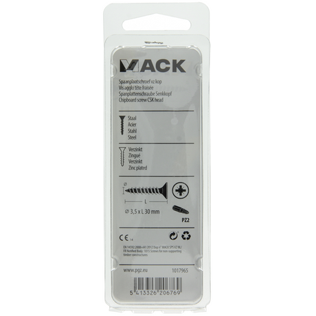 Mack 1017965 - spaanplaatschroef vz kop geelverz. 75st 3,5 x 30 mm | 5 stuks