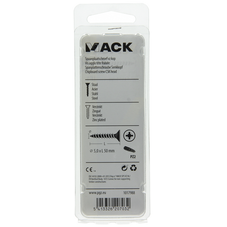 Mack 1017988 - spaanplaatschroef vz kop geelverz. 25st 5,0 x 50 mm | 5 stuks