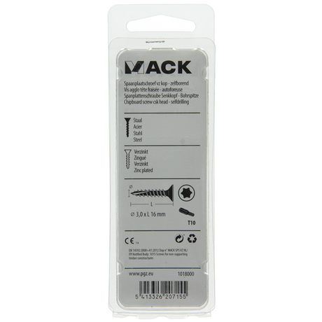 Mack 1018000 - spaanplschr.vzkop-zelfb. geelverz 200 st 3,0 x 16 mm | 5 stuks