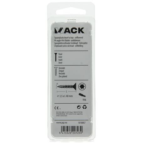 Mack 1018007 - spaanplschr.vzkop-zelfb. geelverz. 55 st 3,5 x 40 mm | 5 stuks