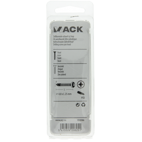 Mack 1018086 - zelfborende schroef cylkop verz 55st 4,8 x 25 mm | 5 stuks