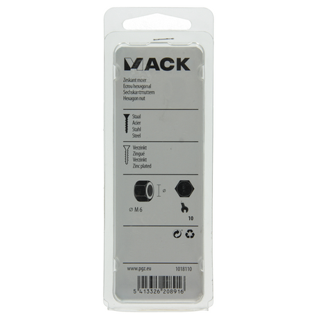 Mack 1018110 - zeskant moer staal verzinkt 100 st m 6 | 5 stuks