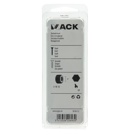 Mack 1018112 - zeskant moer staal verzinkt 20 st m 10 | 5 stuks