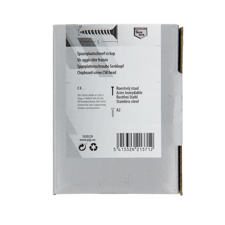 Mack 1020228 - spaanplaatschroef vz kop inox a2 200 st 3,5 x 30 mm | 2 stuks