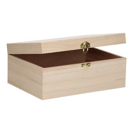 Markenlose Holzkiste im A5-Format – Klappdeckel – Schloss – Paulownia
