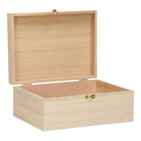 Markenlose Holzkiste im A5-Format – Klappdeckel – Schloss – Paulownia