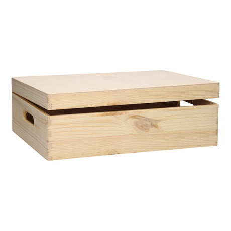 Playwood Aufbewahrungsbox Kiefer Spielzeugkiste mit Klappdeckel natur.