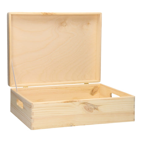 Playwood Aufbewahrungsbox Kiefer Spielzeugkiste mit Klappdeckel natur.