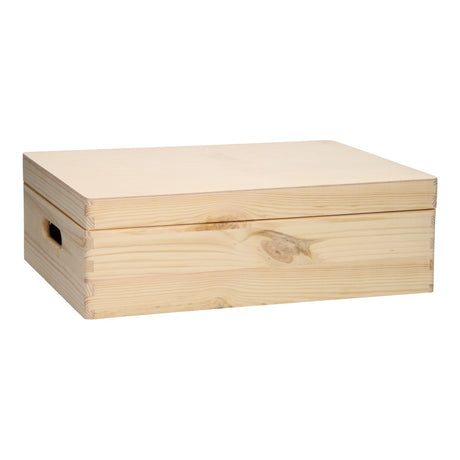 Playwood Aufbewahrungsbox Kiefer Spielzeugkiste mit Klappdeckel natur.