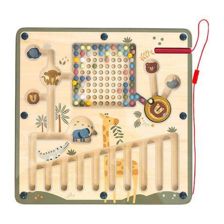 Playwood Holzmagnet Labyrinth Safari Montessori Spielzeug 28x28cm.