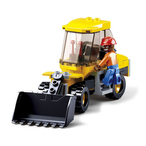 Sluban wheel loader kleine shovel bouwspeelgoed kinderen vanaf 6 jaar – constructiespeelgoed modelbouw – bouwdoos met 91 bouwstenen – m38-b0377b