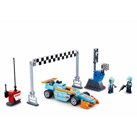 Sluban Racing Team Small Circuit Bauspielzeug für Kinder ab 6 Jahren – Konstruktionsspielzeug-Baukasten mit 210 Bausteinen – M38-B0762