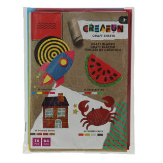Knutselset a4 vellen vilt foam glitter transparant | 6 stuks