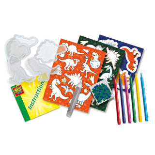Ses creative ses – Aufkleberhersteller – Dinos – Shaker-Aufkleber und normale Dino-Aufkleber – selbst ausmalen – inklusive Marker, Pailletten und Glitzerkleber – Basteln für Jungen – Dinosaurierspielzeug