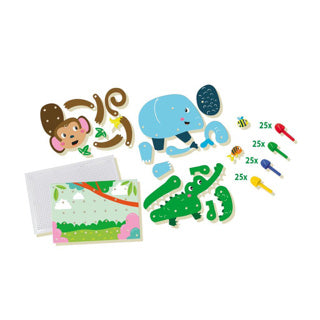Ses creative ses – Mosaik-Pinnwand Tierpuzzles – mit 100 Pins in 4 Farben – immer wieder verwendbar