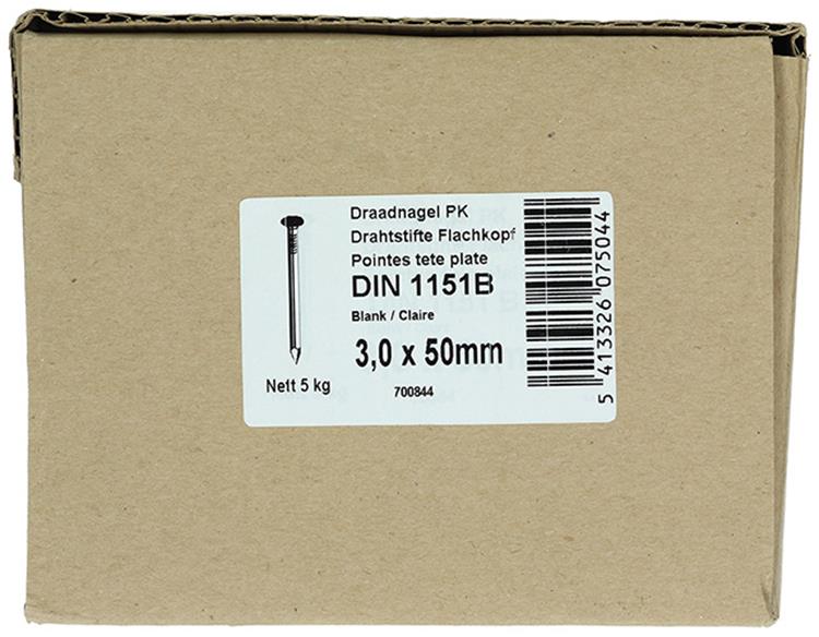 1015643 - doos 5 kg. nagels platte kop 3,0x50 mm | 2 stuks