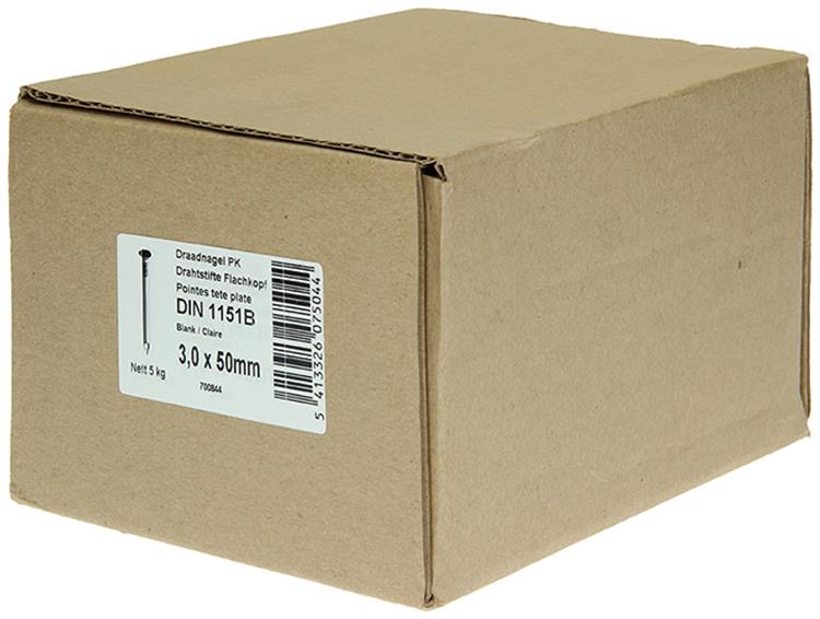 1015643 - doos 5 kg. nagels platte kop 3,0x50 mm | 2 stuks
