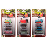 Johntoy-Druckgusslokomotive mit drei Waggons. 3+