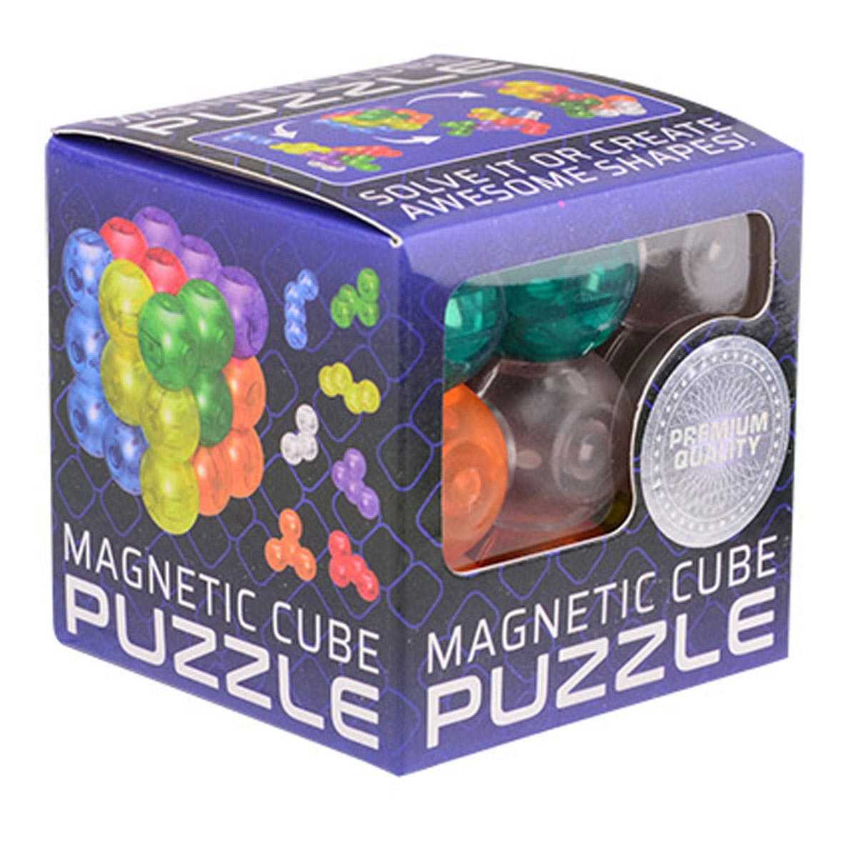 Johntoy magnetischer Puzzlewürfel – 7 Puzzleteile – Spielzeug – 6 x 6 cm – Kunststoff – mehrfarbig