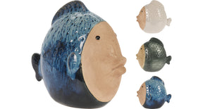Vis porselein groot 21x12x21cm 3 assortie