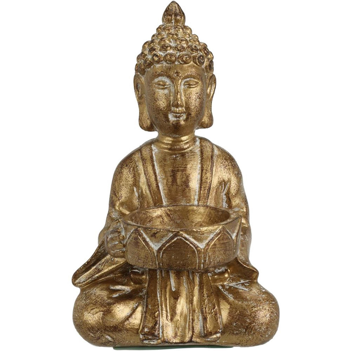 Home Styling Buddha Teelichthalter Gold Creme