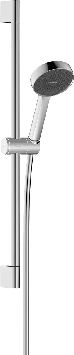 Hansgrohe activatera s – Duschset – Ecosmart Wassersparen – Auswahl per Knopfdruck – 95 mm – mit Schiebestange – 65 cm – 2 Sprühfunktionen – Chrom