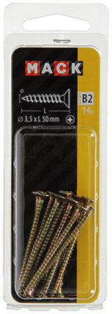 Mack 1017229 - spaanplaatschroef vz kop geelverz.14 st 3,5 x 50 mm | 10 stuks