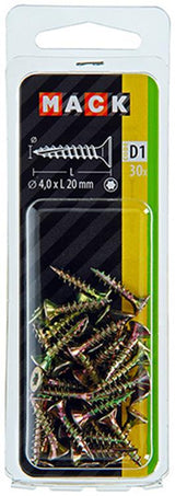 Mack 1017293 - spaanplschr.vzkop-zelfb. geelverz. 30 st 4,0 x 20 mm | 10 stuks