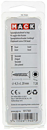 Mack 1017301 - spaanplschr.vzkop-zelfb. geelverz. 24 st 4,5 x 20 mm | 10 stuks