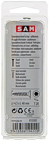 Mack 1017305 - spaanplschr.vzkop-zelfb. geelverz.15 st 4,5 x 40 mm | 10 stuks