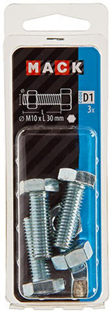 Mack 1017620 - tapbout + moer staal verzinkt 3 st m10 x 30 mm | 5 stuks