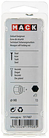 Mack 1017687 - zeskant borgmoer staal verzinkt 12 st m8 | 10 stuks