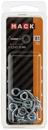 Mack 1017769 - schroefoog staal verzinkt 18st 2,5 x 12 mm | 10 stuks