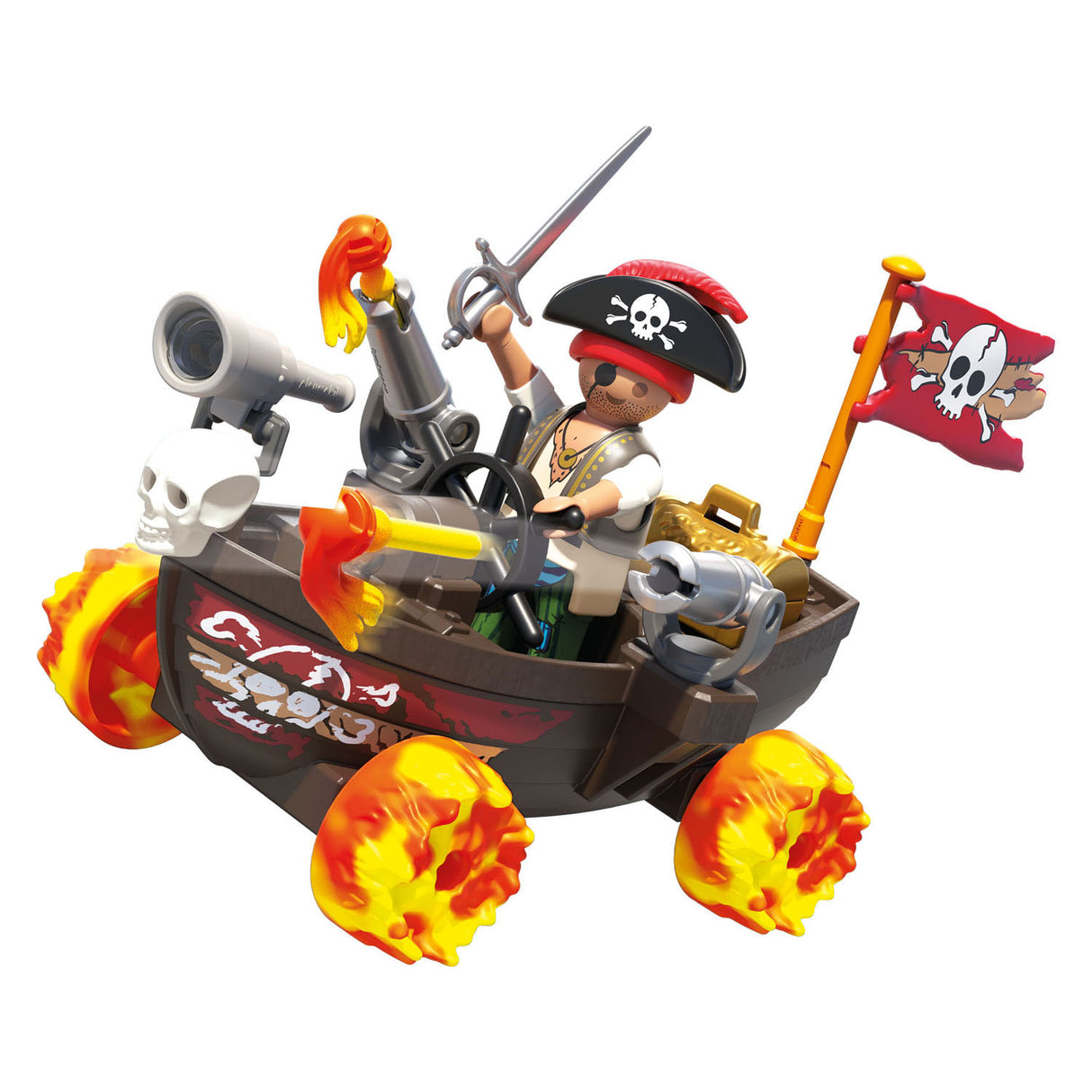 Playmobil | lustige Sterne | rasendes Piratenboot | Spielzeug ab 4 Jahren | Geschenk für Kinder | Spielzeugauto | mit Rückzugmotor-Schussfunktion | 71717