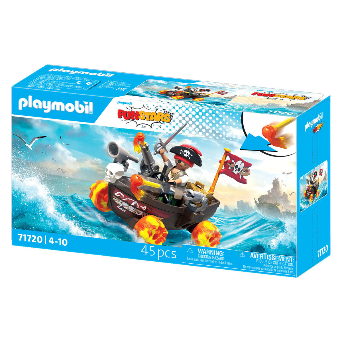Playmobil | lustige Sterne | rasendes Piratenboot | Spielzeug ab 4 Jahren | Geschenk für Kinder | Spielzeugauto | mit Rückzugmotor-Schussfunktion | 71717
