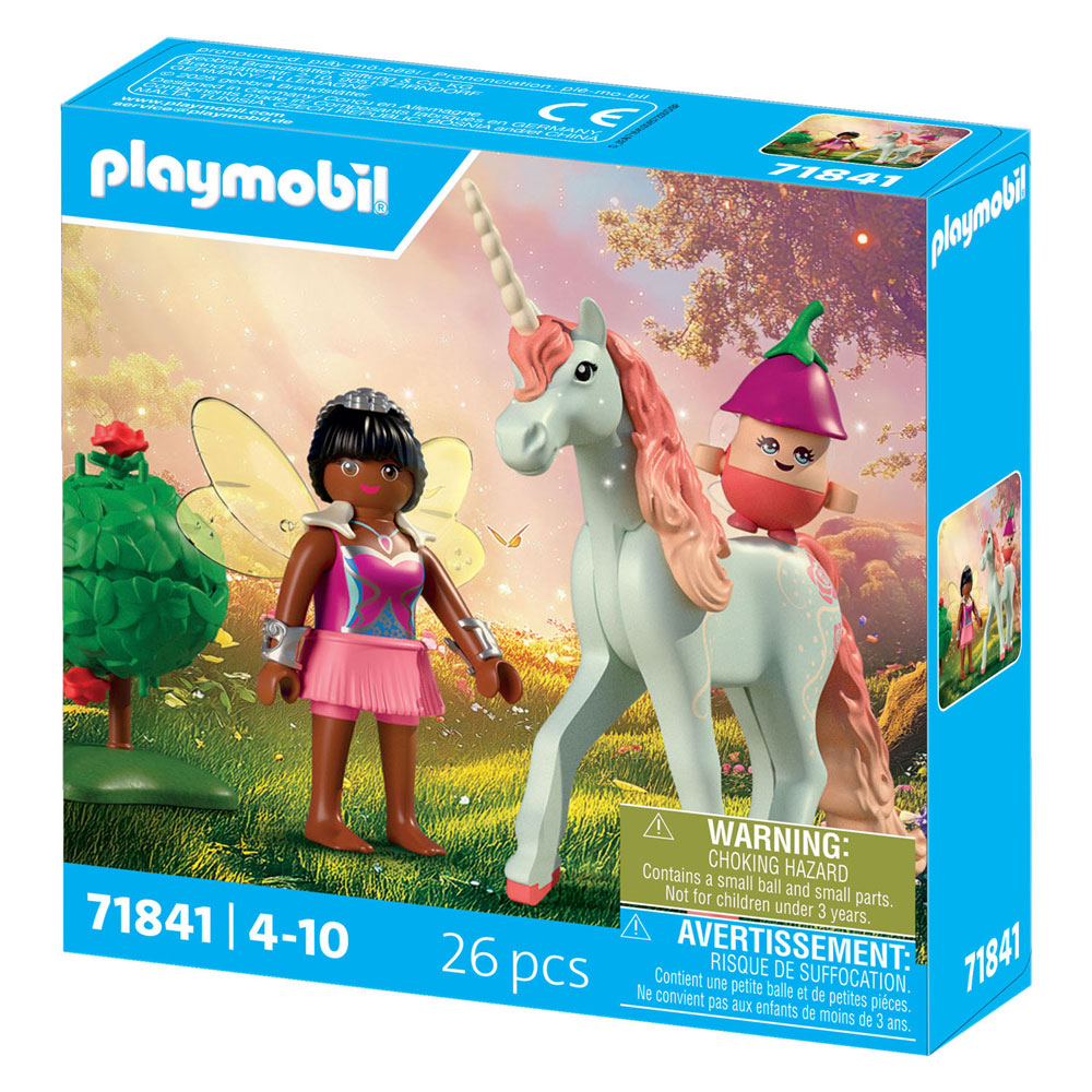 Playmobil | magische Einhörner | Sammlerstück Einhorn Rose mit Fee | fantasievolles Spielset für Einhorn-Fans | austauschbare Accessoires mit zauberhaften Details | perfektes Geschenk für Kinder ab 4 Jahren | 71841