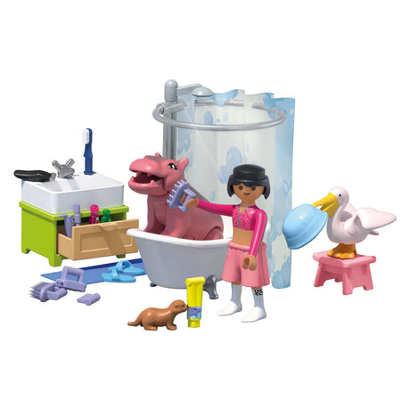 Playmobil | Tierfreunde | Badespaß für Haustiere | Spielzeug ab 4 Jahren | Geschenk für Kinder | regt Kreativität und Interaktion mit Tieren an | Tierpflege und Baden mit Zubehör | 71950