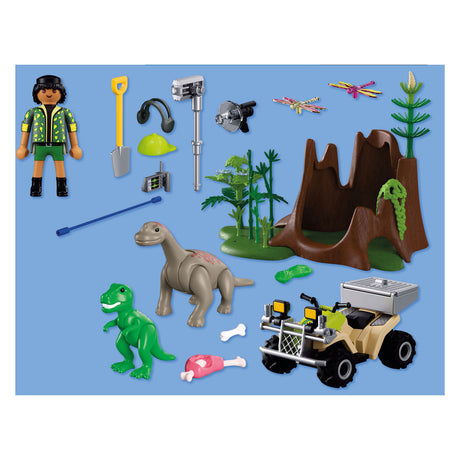 Playmobil | Dinosaurier | Dinosaurier-Versteck | Dino-Entdecker mit Quad, Baby-T-Rex und Baby-Brachiosaurus | Kinderspielzeug für Kinder ab 4 Jahren | 72069