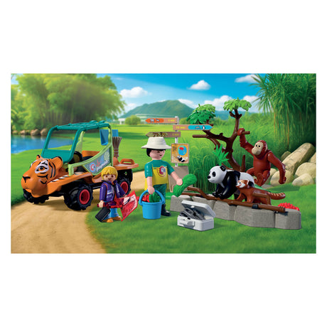 Playmobil animals friends dierentuin dierenverzorger met voertuig - 72072
