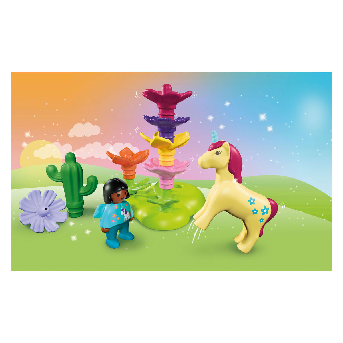 Playmobil junior eenhoorn feeëntuin magisch stapelplezier speelgoed.