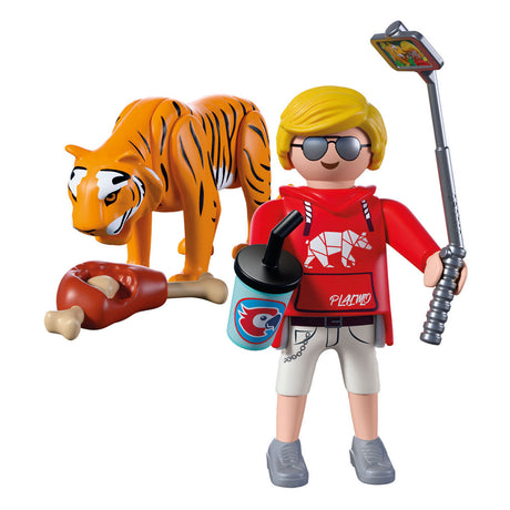 Playmobil dierentuin speelset tijger en bezoeker met accessoires.