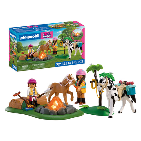 Playmobil horses paarden speelset met kampvuur en accessoires - 72132.