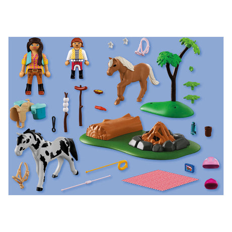 Playmobil horses paarden speelset met kampvuur en accessoires - 72132.