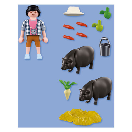 Playmobil country boerderij speelgoed boer met hangbuikzwijn 72171.