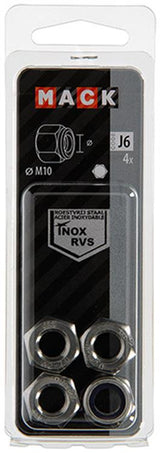 Mack 1019860 - zeskant borgmoer inox a2 4 st m 10 | 10 stuks