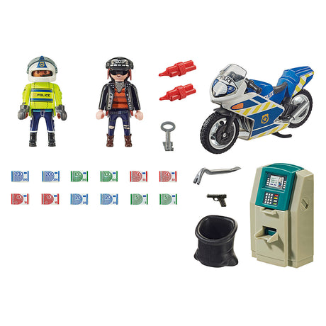 Playmobil City Action - Polizeimotorrad: Verfolgung des Geldräubers, Konstruktionsspielzeug (70572)